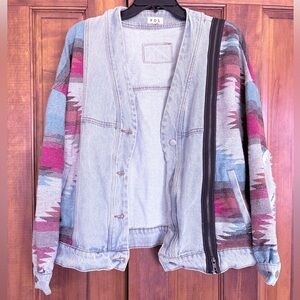 NWT POL Women's Tribal Denim Jacket with Zipper